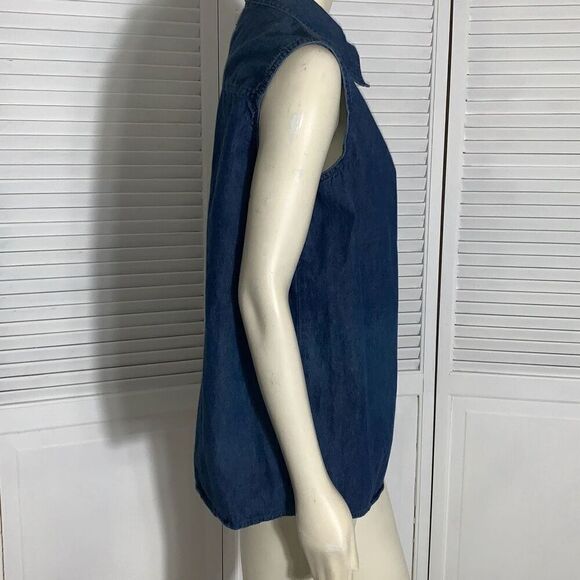 Tasmanian Devil Looney Tunes She-Devil Taz Flames Sleeveless Denim Button Top Wo - Picture 8 of 11